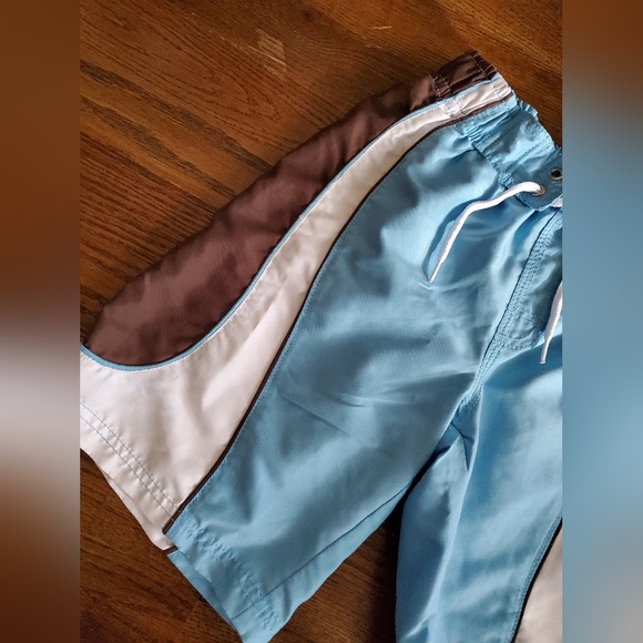 CRAZY 8 BOYS Small 5/6 blue/brown swim trunks - Picture 2 of 6